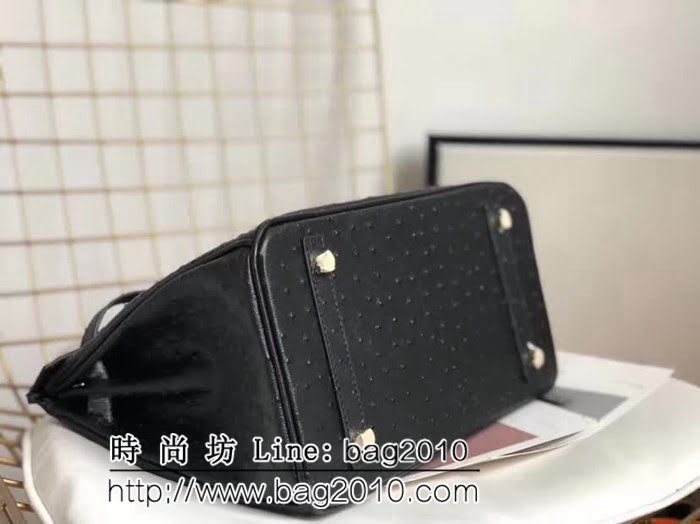 愛馬仕Hermes原版牛皮鴕鳥紋 Birkin 鉑金包 時尚手提包 0AM1015